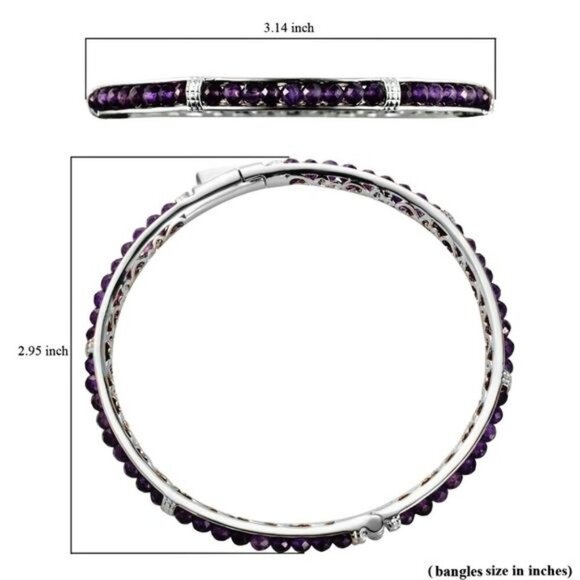 African Amethyst ✦ 15ctw Bangle Bracelet ✦ Platinum Bond 8" Purple Silver NWT - Picture 6 of 7